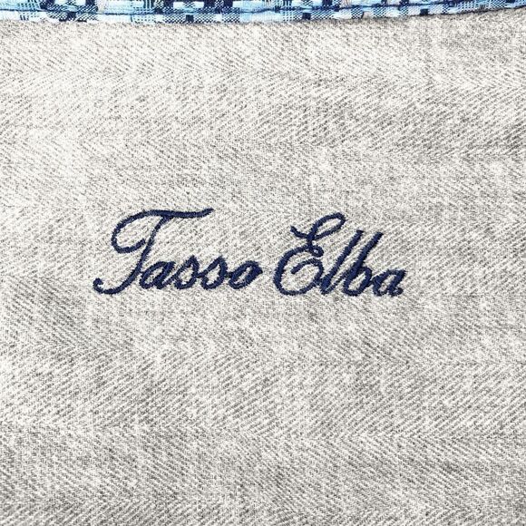 Tasso Elba Men's Blue Plaid Button Down Shirt Size L - Picture 4 of 4